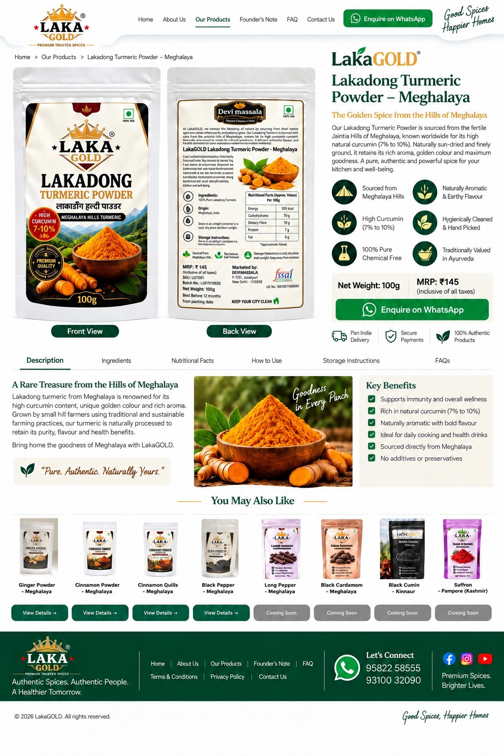 LakaGOLD Lakadong Turmeric Powder – Meghalaya approved website mock-up